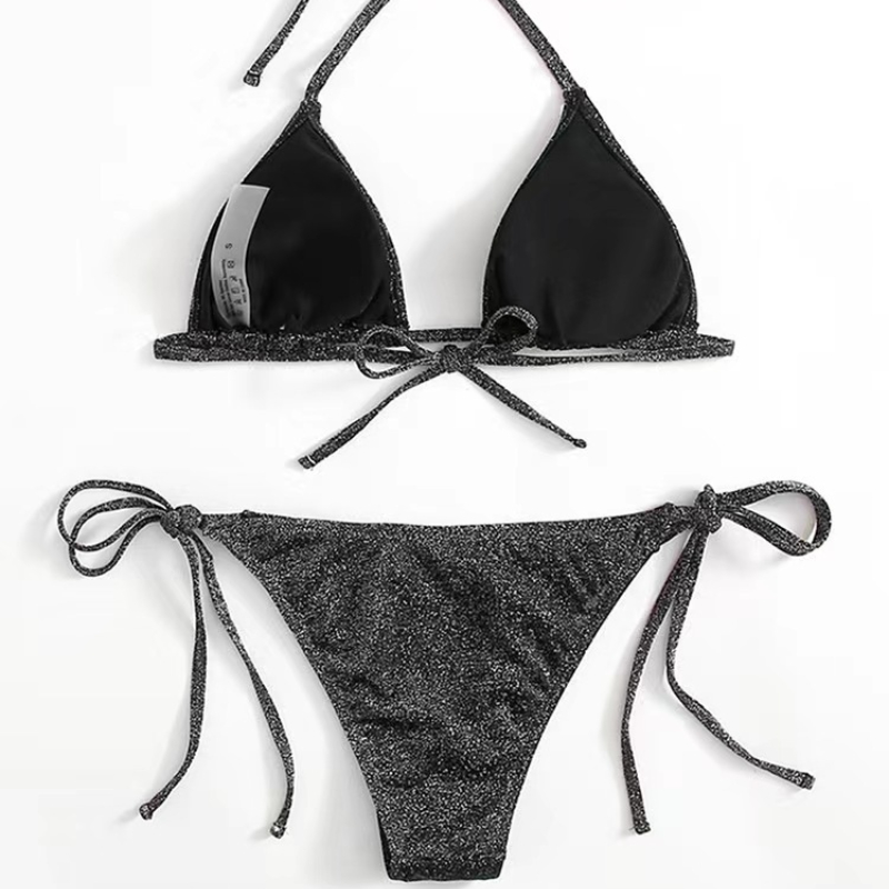 Shiny Sexy Bikini Set Dreieck Bikinis Bandage Badeanzug Frauen Zwei Stück Bademode Sommer Biquini Neue Bademode Push-Up Bikini