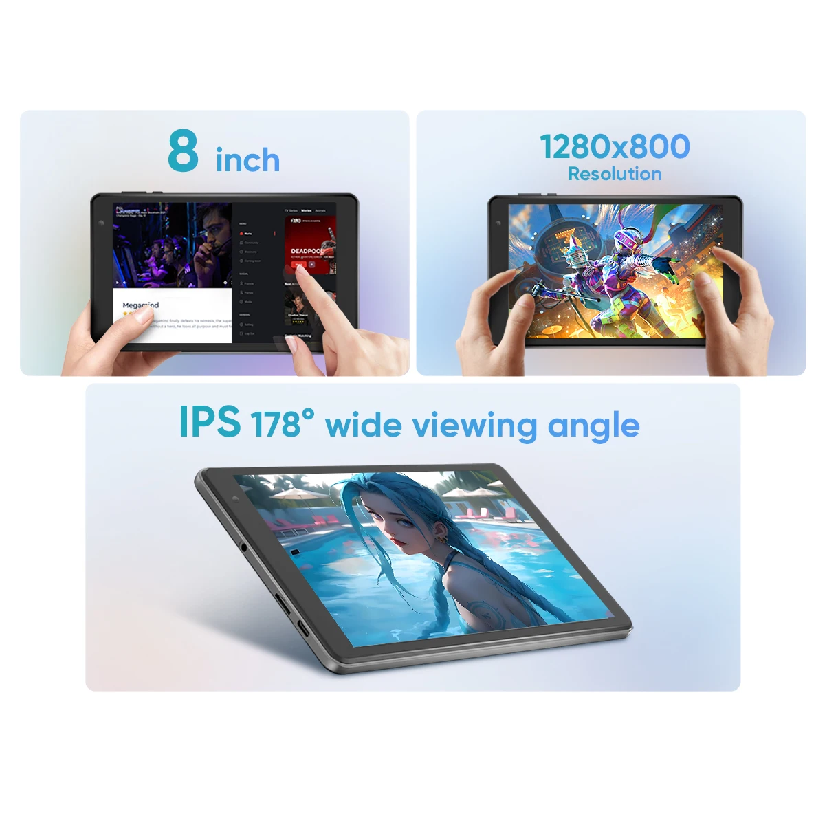 N-one 8 Zoll 12GB RAM Android 14 Tablet-Computer mit Octa-Core, neueste Tablet-Unterstützung 5g WLAN
