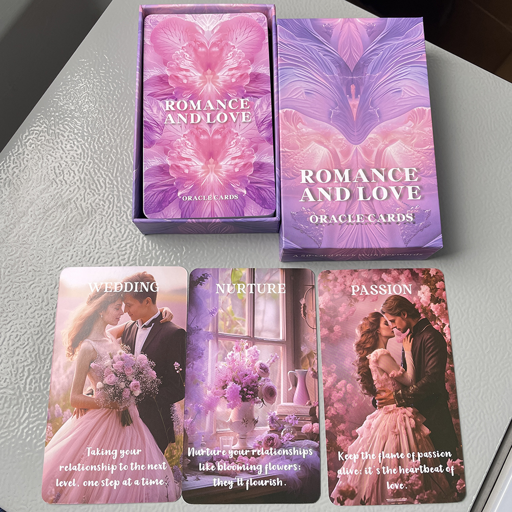Romantik-Orakelkarten, Tarot, englische Version, 12 x 7, in Box, Wahrsagespielzeug, Prophet, Wahrsagerei, Deck mit Bedeutung darauf
