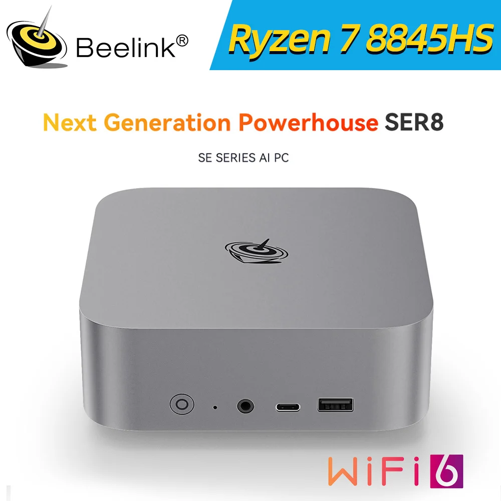 Beelink SER8 8845HS Мощный мини-ПК AI AMD 32 ГБ DDR5 1 ТБ PCIe4.0 SSD USB4 2,5 Гбит/с Wi-Fi6 BT5.2 для домашнего настольного компьютера