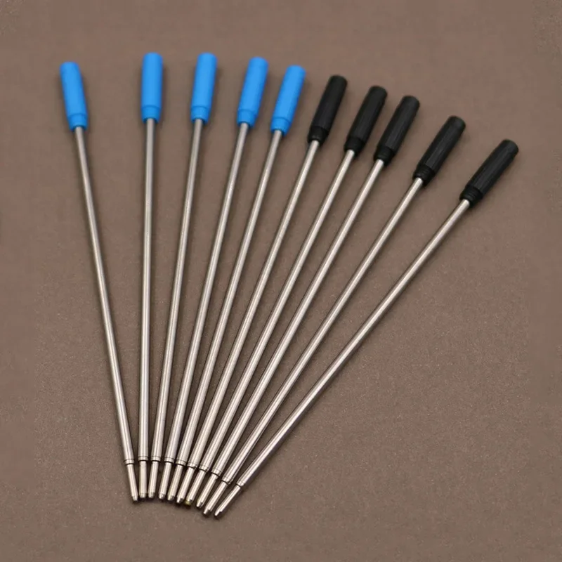 10 cái/lốc Xoay Bút Kim Loại Chịu Nhiệt Đặc Biệt Bút Bi Đổ Lại Cần Hộp Mực Core Mực Nạp Tiền Đen Mực Xanh 11.6cm