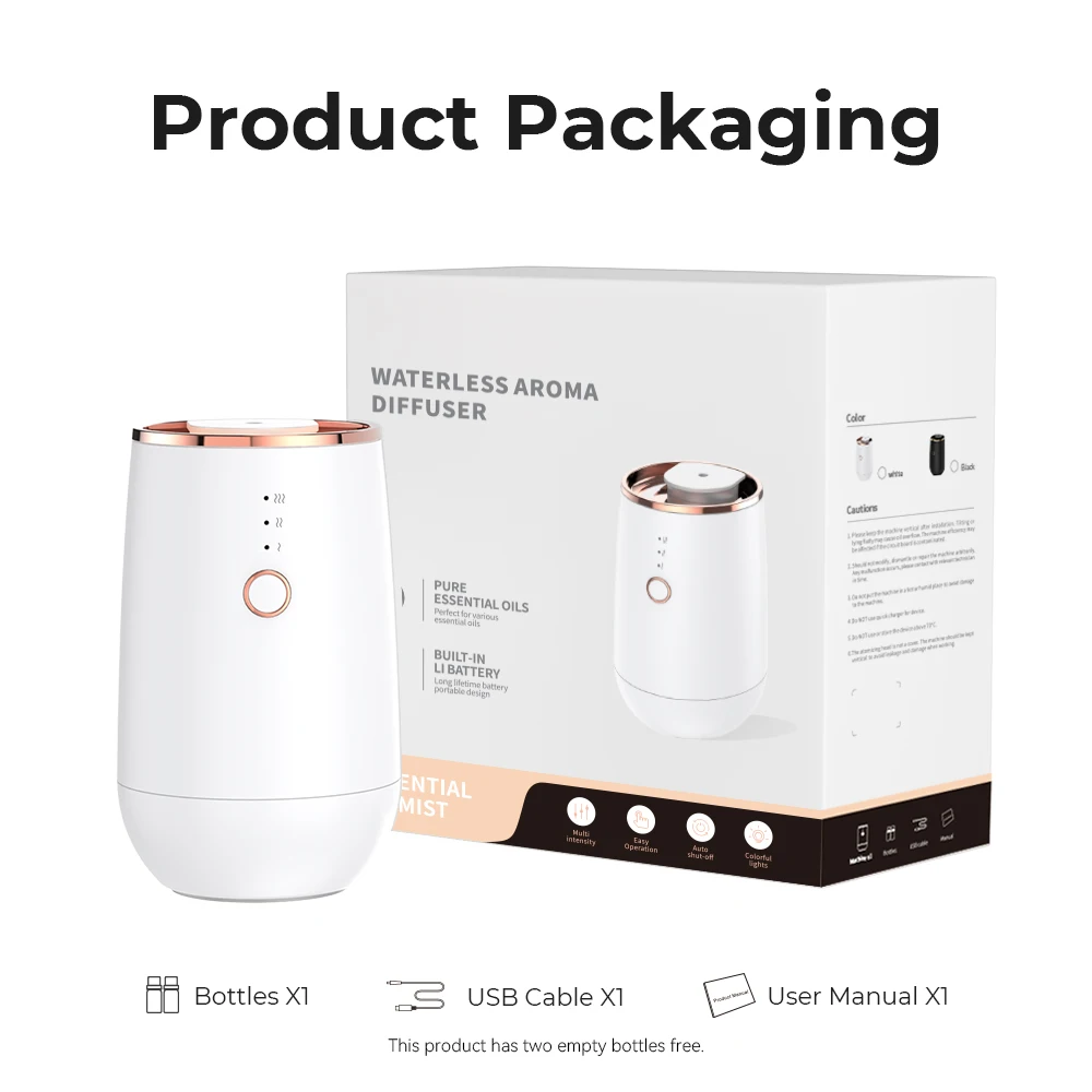 รถมินิน้ํามันหอมระเหย Waterless Diffuser น้ําหอมรถยนต์ Aromatherapy Diffuser ประสิทธิภาพการละอองสูง Home Air Freshener