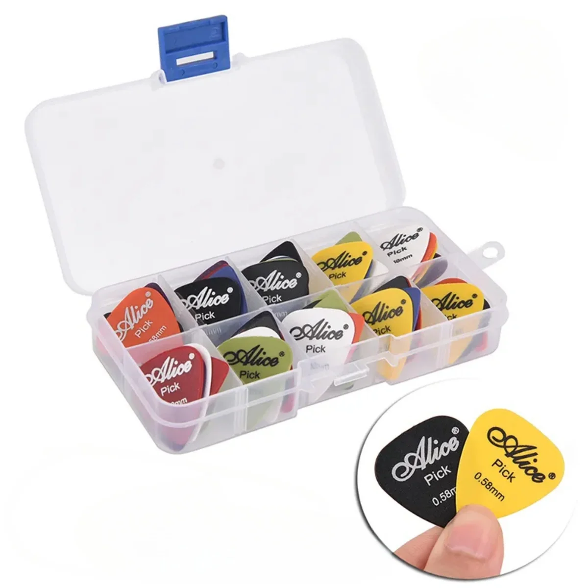 Púa de guitarra Alice, púa de guitarra antideslizante mate Premium ABS mixta, 24/50/100 piezas con caja de púas/para ukelele eléctrico acústico