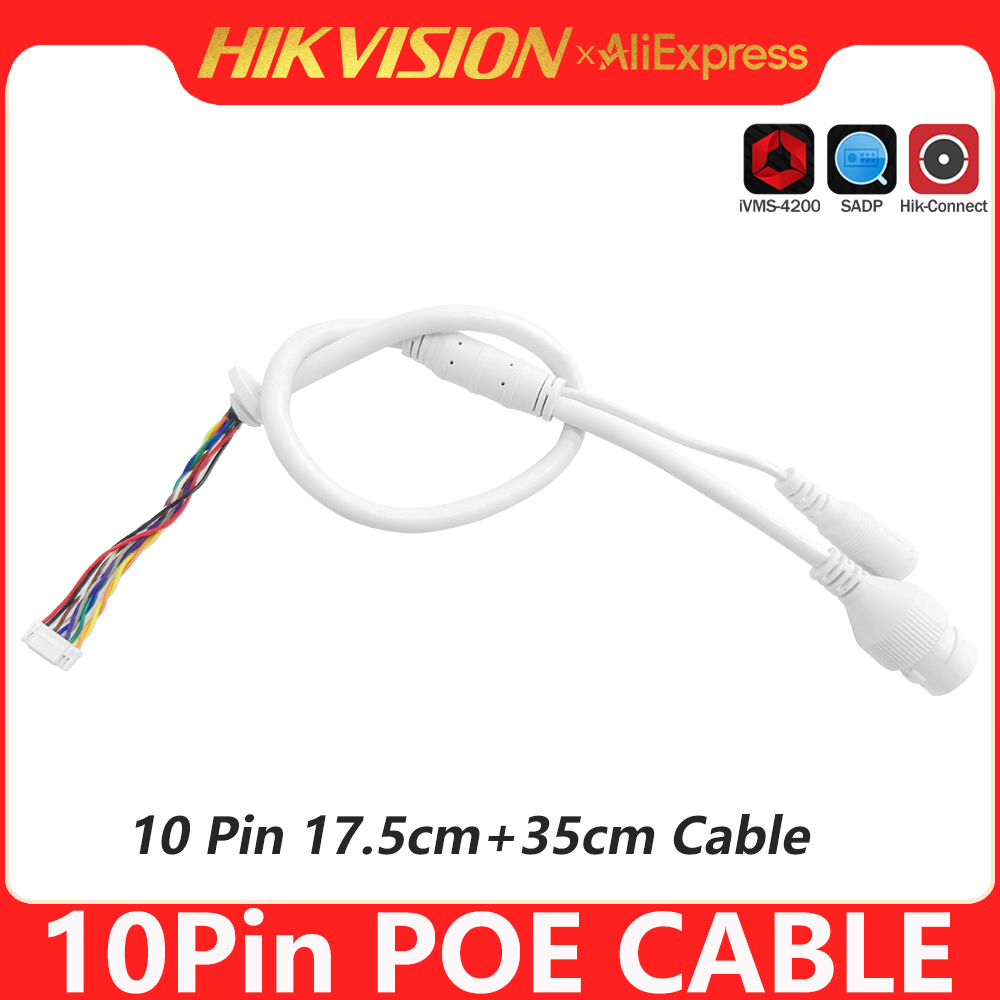 Hikvision Ethernet Lan Cable PoE RJ45 Cable de red 10 pines 10 núcleos para cámara IP POE ()