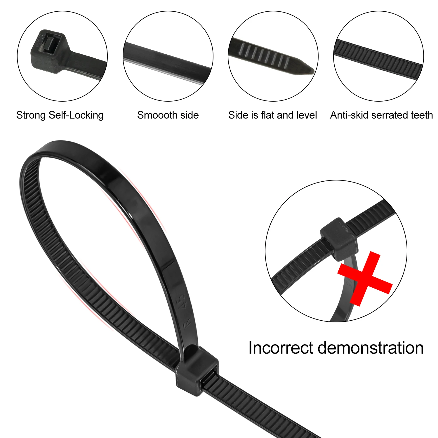Fascette per cavi in nylon autobloccanti da 500 pezzi Fascette per cavi in plastica nera Set di rilegatura fissa