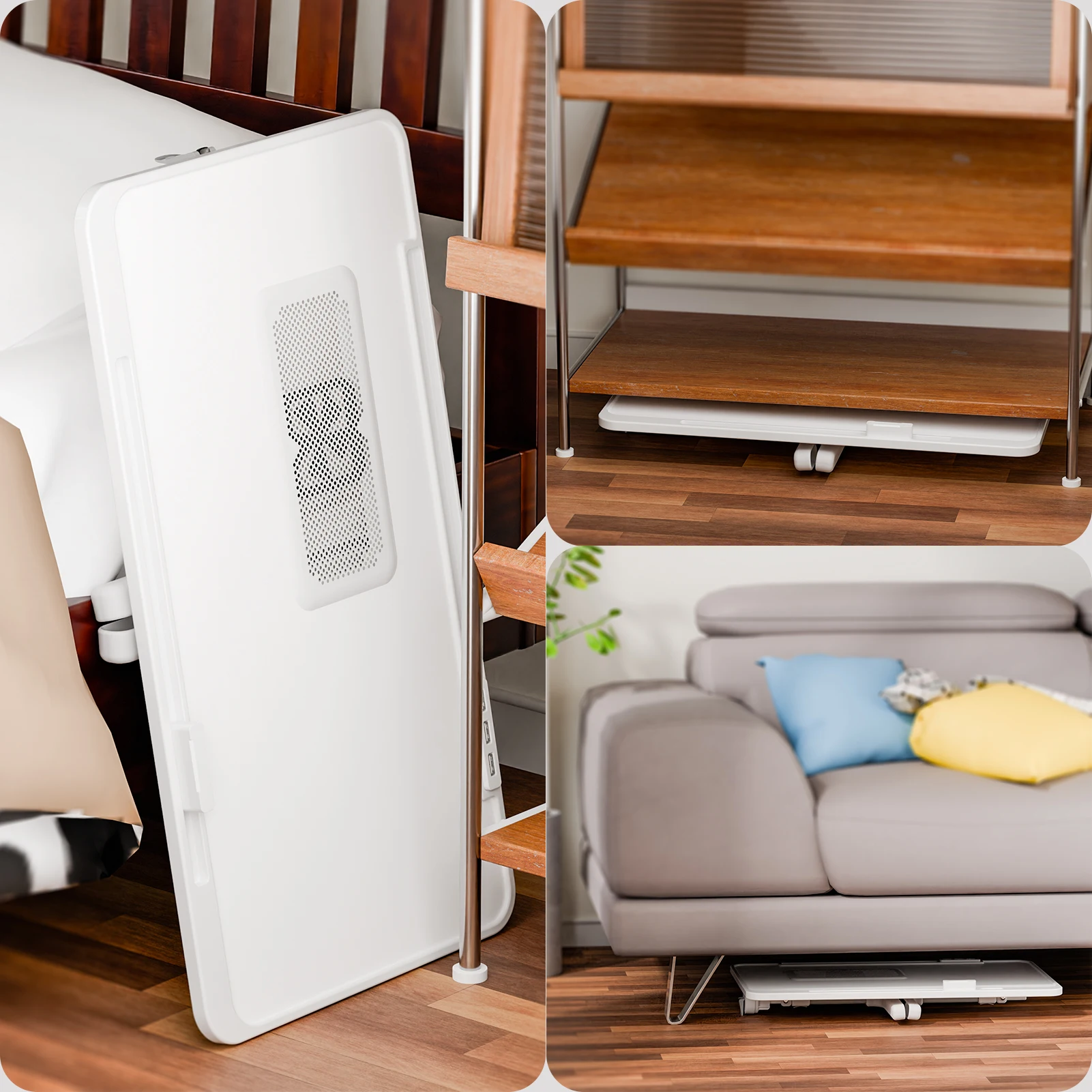 Laptop Bed Tray Table, Adjustable Lap Desk with Light Fan, Folding Laptop Desk for Bed with USB, Bed Desk with Storage Drawer