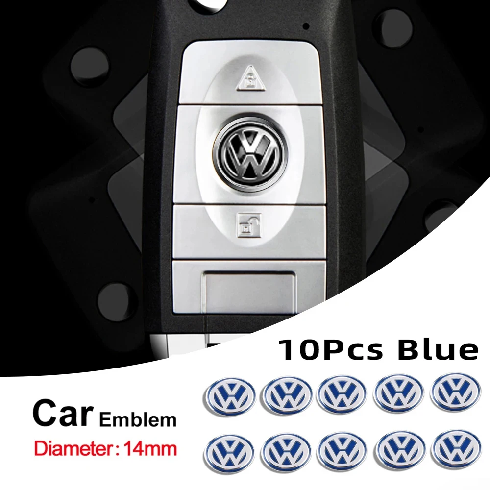 10 Uds. Pegatina para llave remota de coche, emblema de aluminio, decoración, calcomanía para Volkswagen GTI VW Polo Golf Passat Tiguan Arteon Touareg Taigo