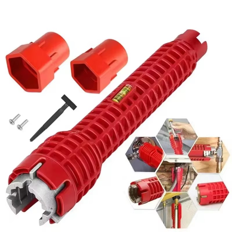 Llave para grifo de fregadero 14 en 1, herramienta de reparación de plomería, mango antideslizante, llave de doble cabeza, herramienta de llave para calentador de agua de plomería de baño