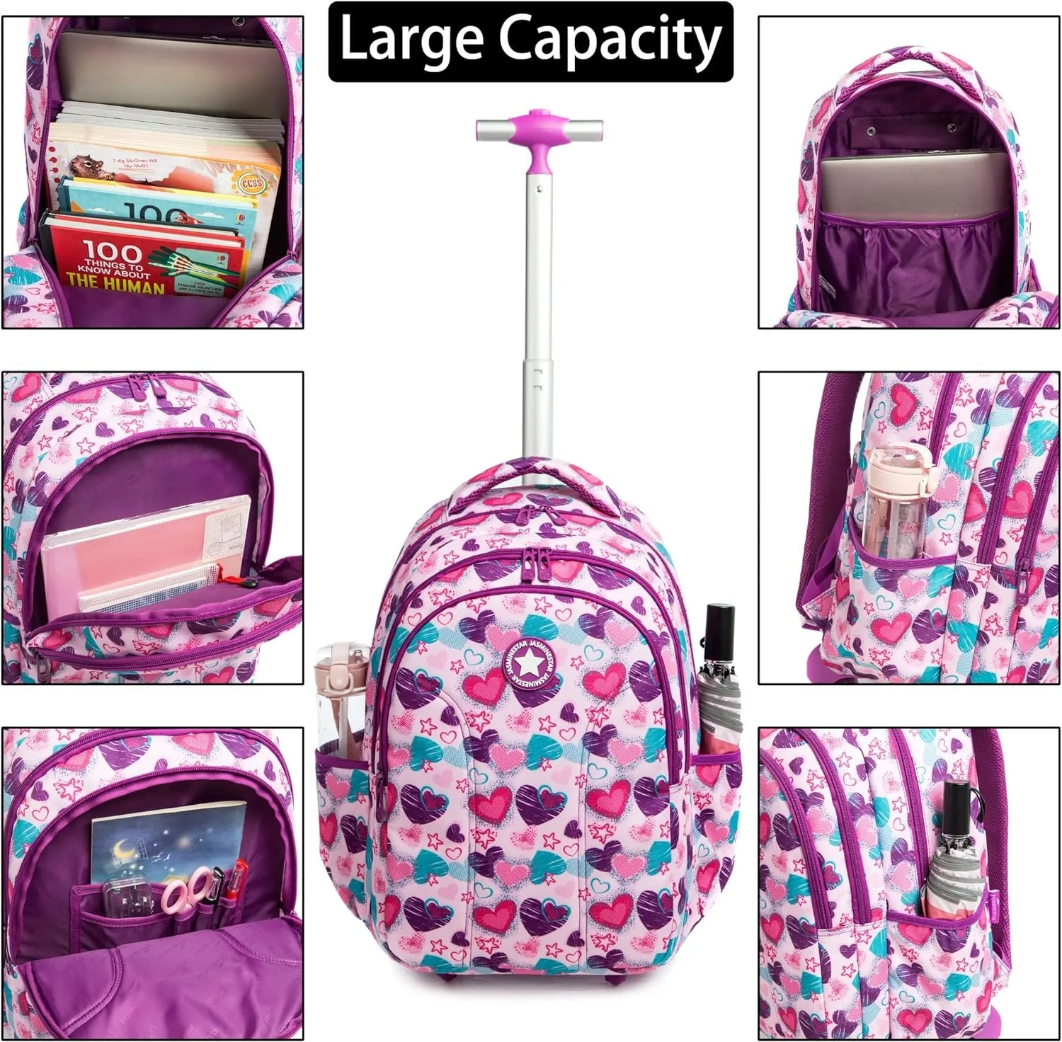 Mochila infantil com rodas, bolsa trole para crianças com rodas, mochila escolar para meninos, mochila com rodas escolares para meninas
