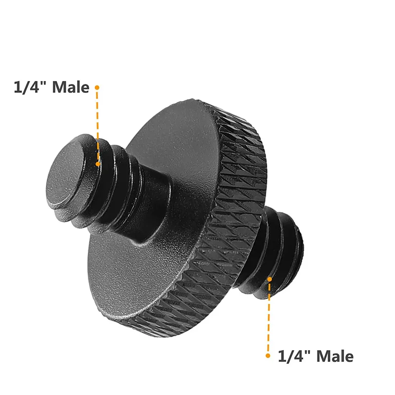 1/4" Male to 1/4" Male Threaded Tripod Screw Adapter Double Head Stud Standard Mounting Thread Converter for Camera Tripod Mic