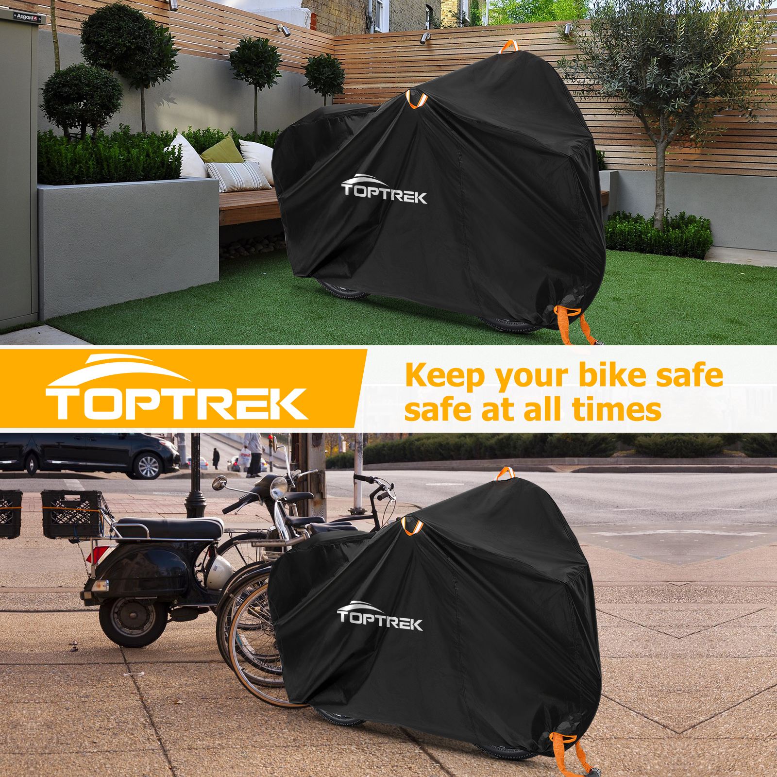 Toptrek capa de bicicleta 210d, protetor de bicicleta de alta qualidade, multiuso, chuva, neve, poeira, à prova d'água, capas protetoras para todos os climas