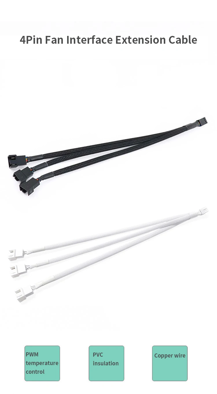 TEUCER PWM Fan Expansion Cable Computer Motherboard Interface Distributor 1To 1/2/3/4 Splitter Is Suitable For 3Pin And 4Pin