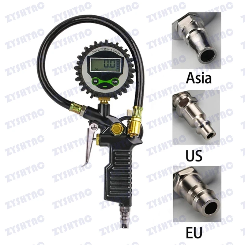 Carro pneu manômetro, tipo de arma, compressor de ar, automático, motocicleta, SUV, bomba Inflator, ferramenta de reparo do pneu, 0-220, 0-16, Barpsi