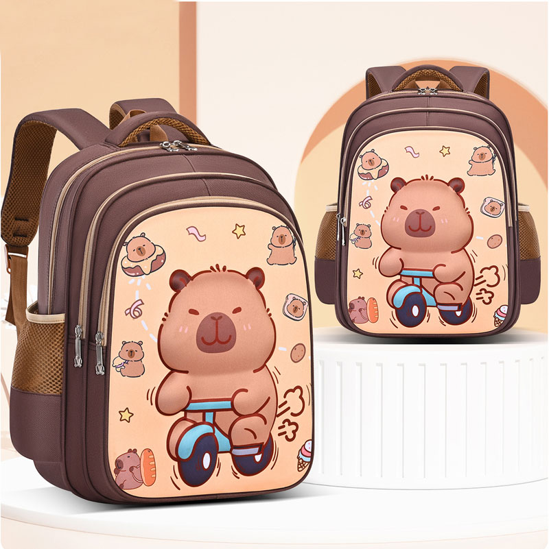 Kawaii School Bag Capybara Stylish Khaki Kid Backpack Casual Daypack Teens Boy Girl Shoulder Bag Children Schoolbag Backpack