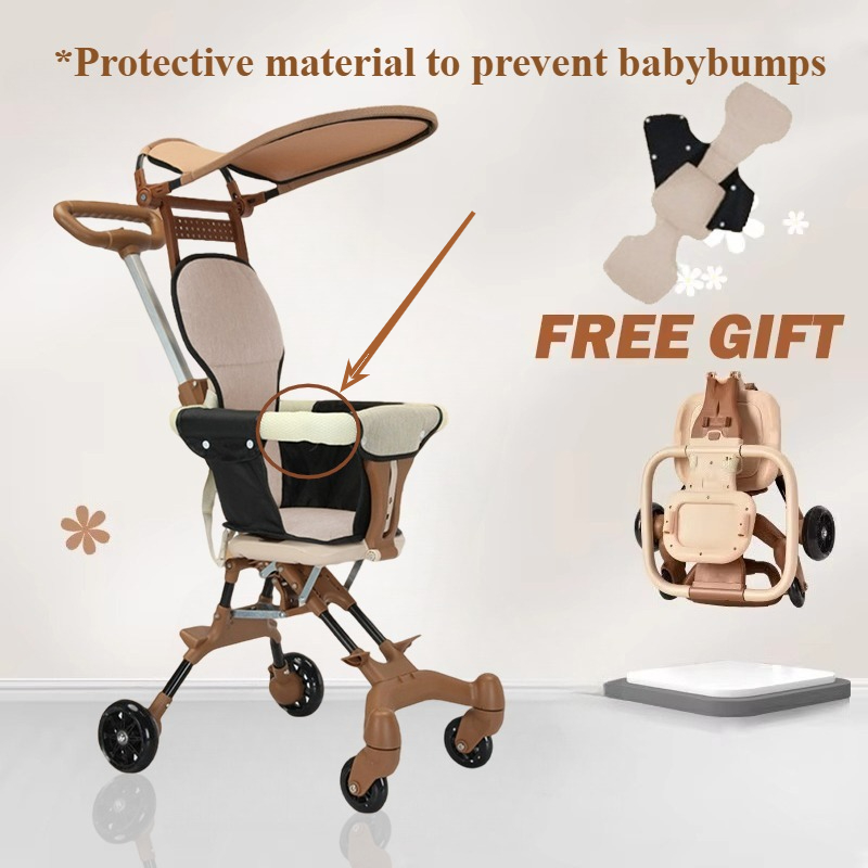 Poussette bébé pour tout-petit poussette légère pliante en un clic chariot de promenade bébé bidirectionnel avec roue avant pivotante auvent