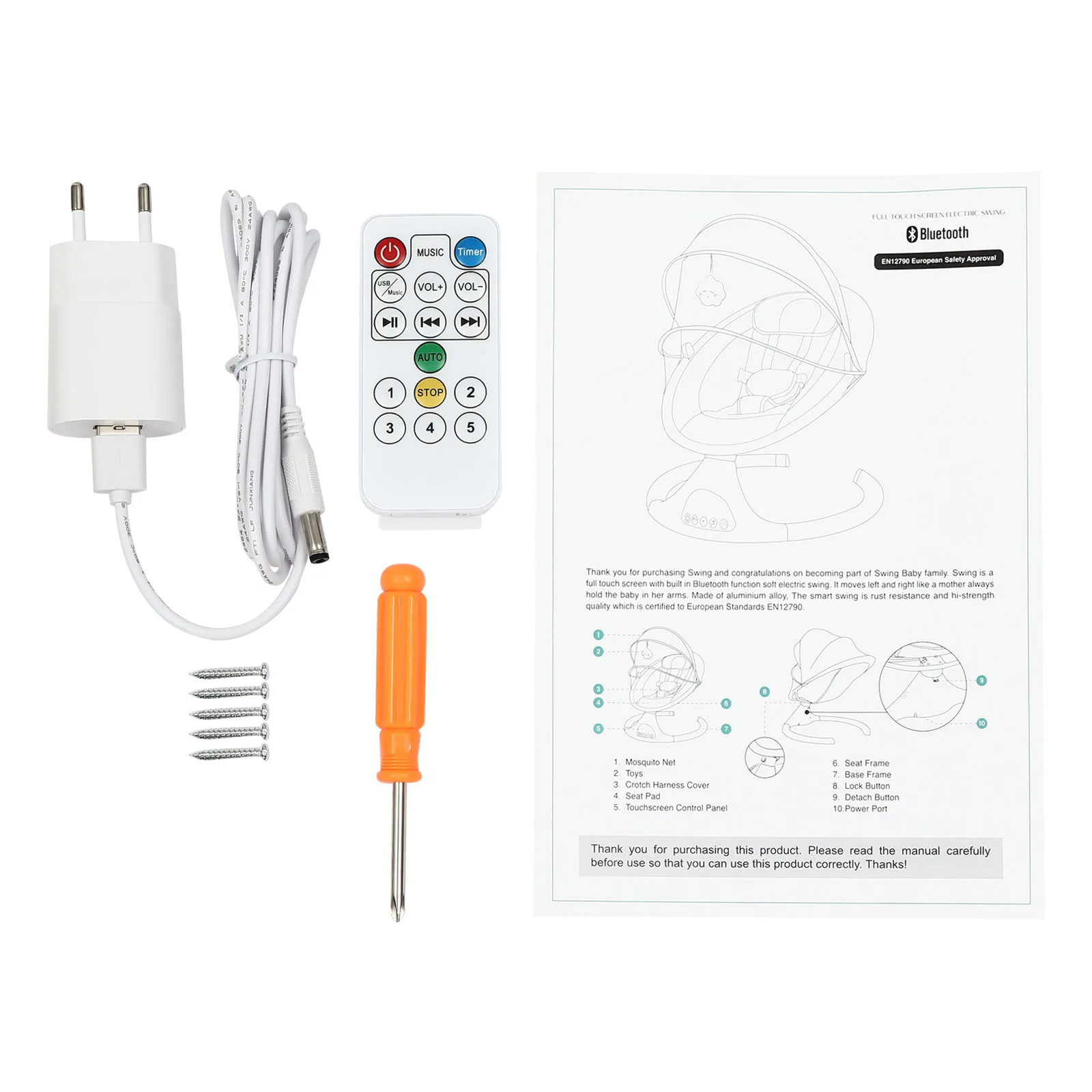 Chaise à bascule électrique pour bébé, videur à bascule pour bébé avec Bluetooth, Version tactile, chaise à bascule pour bébé avec télécommande