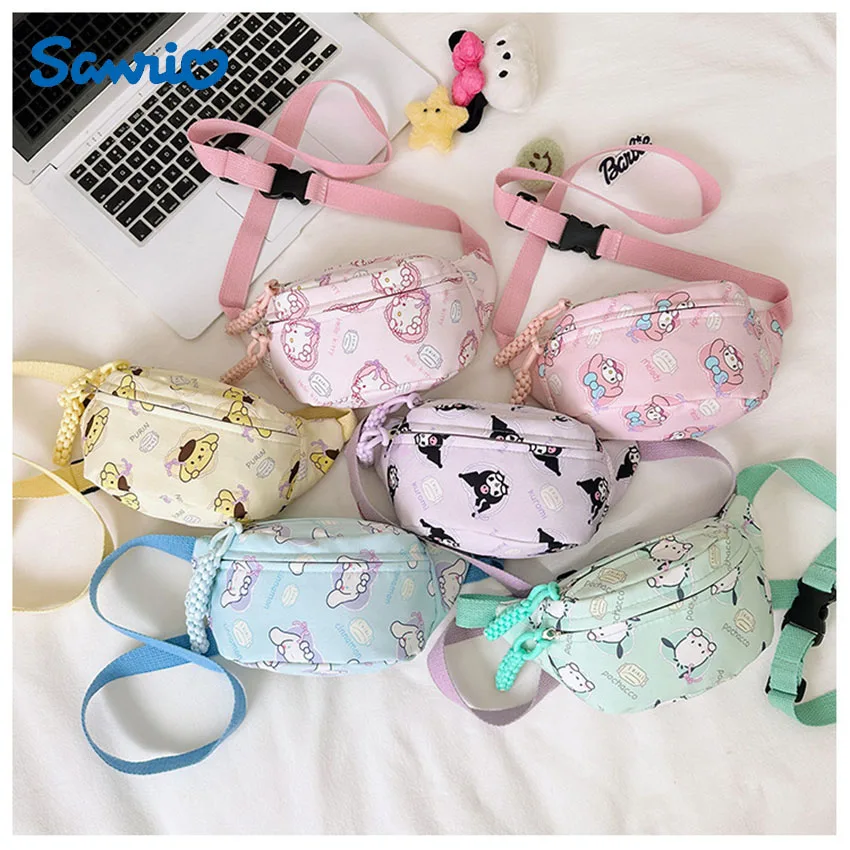 Sanrio Kuromiกระเป๋าหน้าอกCinnamorollกระเป๋าสะพายCrossbodyเอวกระเป๋าMy Melody Hello Kittyกระเป๋าเหรียญเด็กสาวของขวัญ