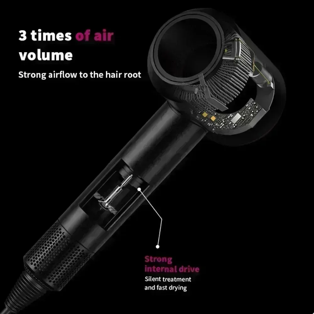 Secador de cabelo profissional 5 em 1, com funcionalidade de ar quente e frio – Ferramenta de estilo leve e termostática para cabelos lisos