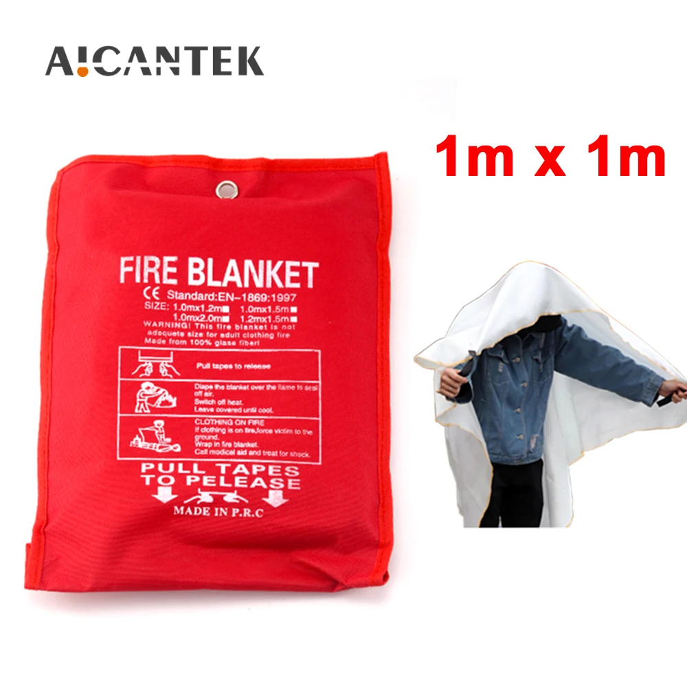 1M x 1M Glasvezel Branddeken Fire Vlamvertragende Emergency Survival Fire Shelter Veiligheidsafdekking Brandblusser