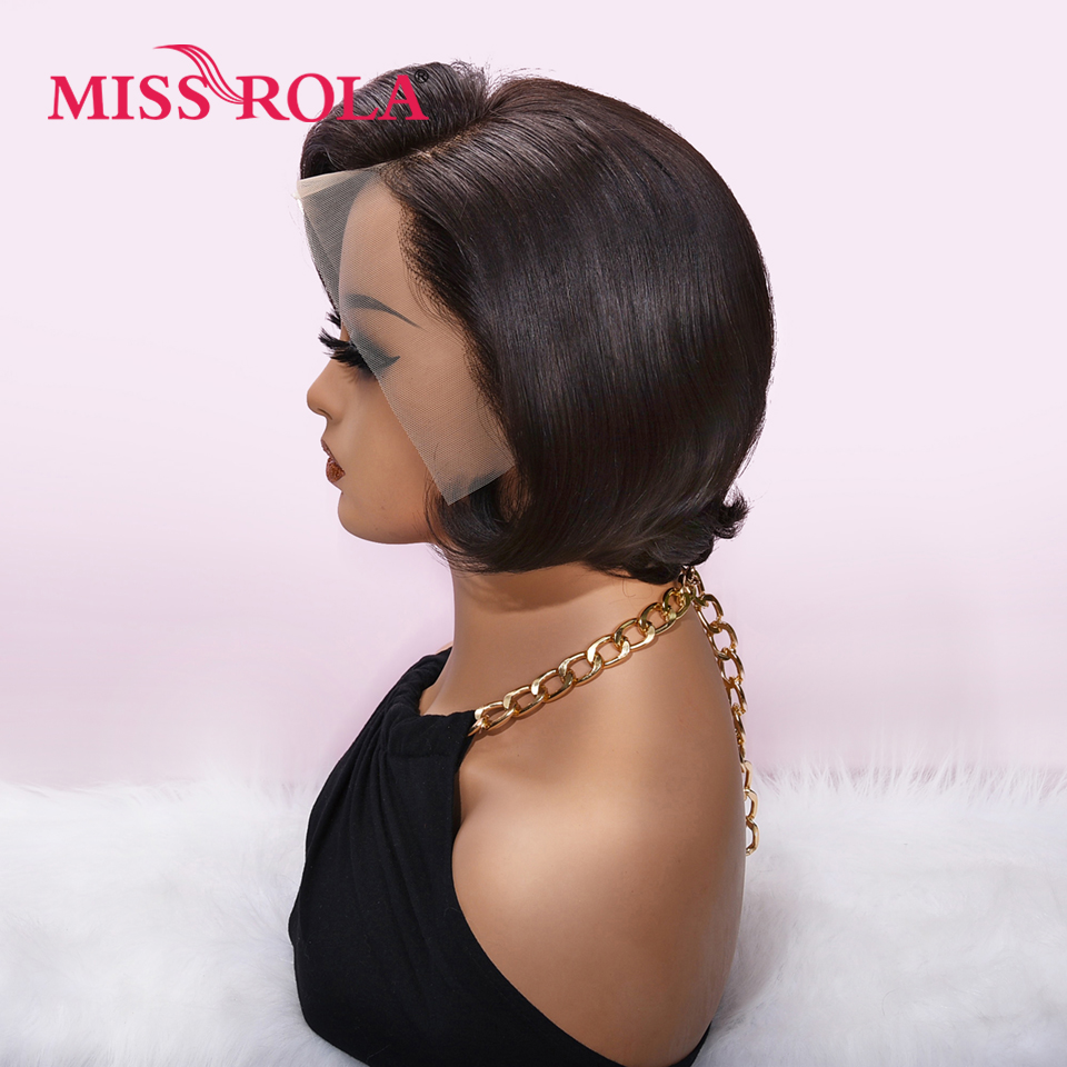 Miss Rola Pixie Cut 13x4 kurze Perücken Spitze Front Echthaar Perücken Remy Natural Wave Perücken vor gezupft 180% Dichte