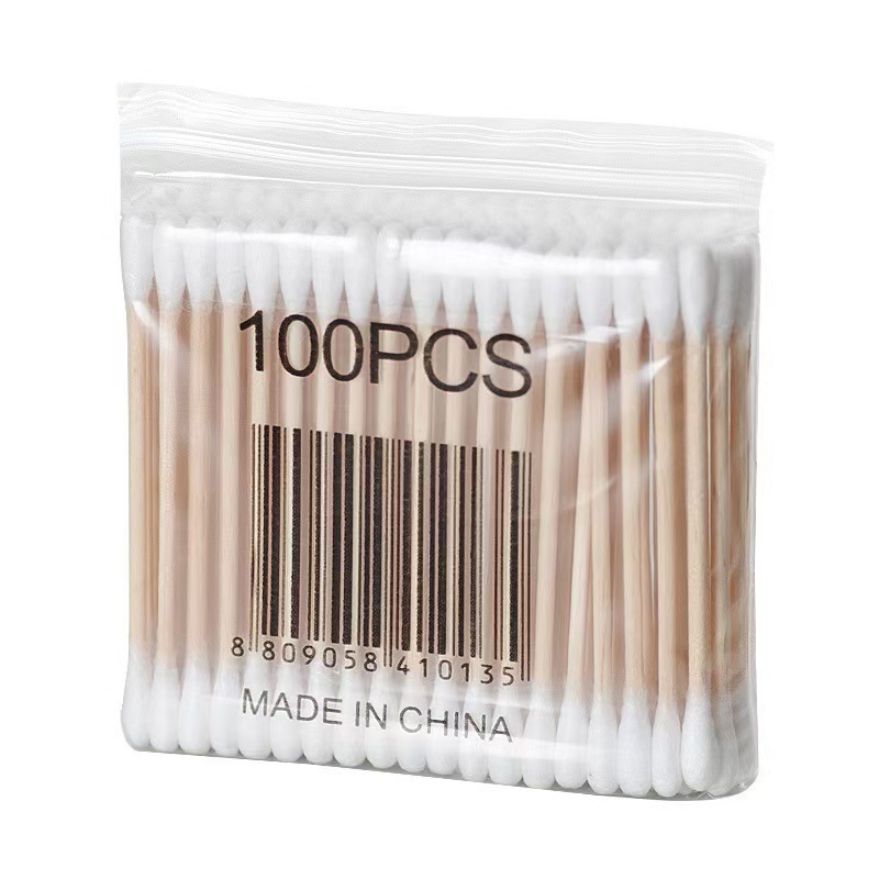 100 unidades por paquete, 5 paquetes, hisopos de algodón de doble punta, hisopos de algodón para bebés, palos de limpieza de orejas, herramientas de limpieza saludables
