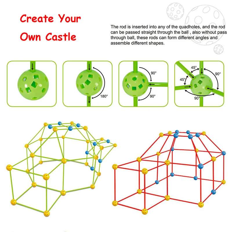 เด็กสร้างสรรค์ Fort Building Blocks เต็นท์ในร่มชุดอิฐ DIY การศึกษาอาคารปราสาทประกอบของเล่นเกมบอลของเล่นของขวัญ