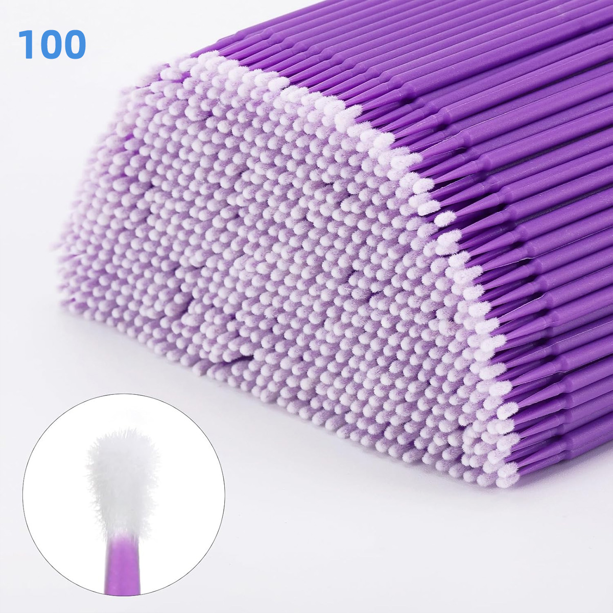 แปรงทาสีที่ซ่อมรถขนาดเล็กชี้ละเอียดสีดำสีม่วงแปรงที่ซ่อมรถเครื่องมือแปรงรายละเอียดรถมินิแบบใช้แล้วทิ้ง100ชิ้น