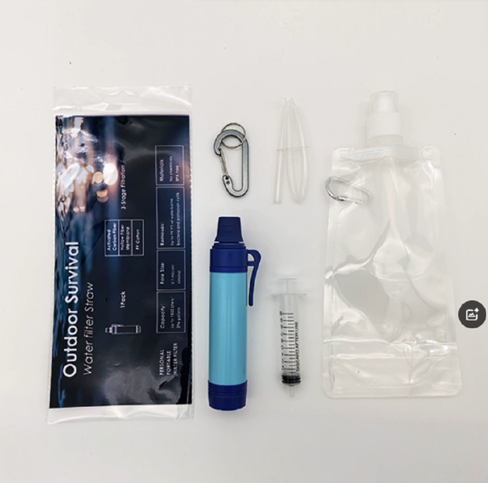 Notfall-Wasserfilter für Outdoor-Camping, Notfallfiltration im Freien, direktes Trinken, individueller Wasserreiniger, Steriliza