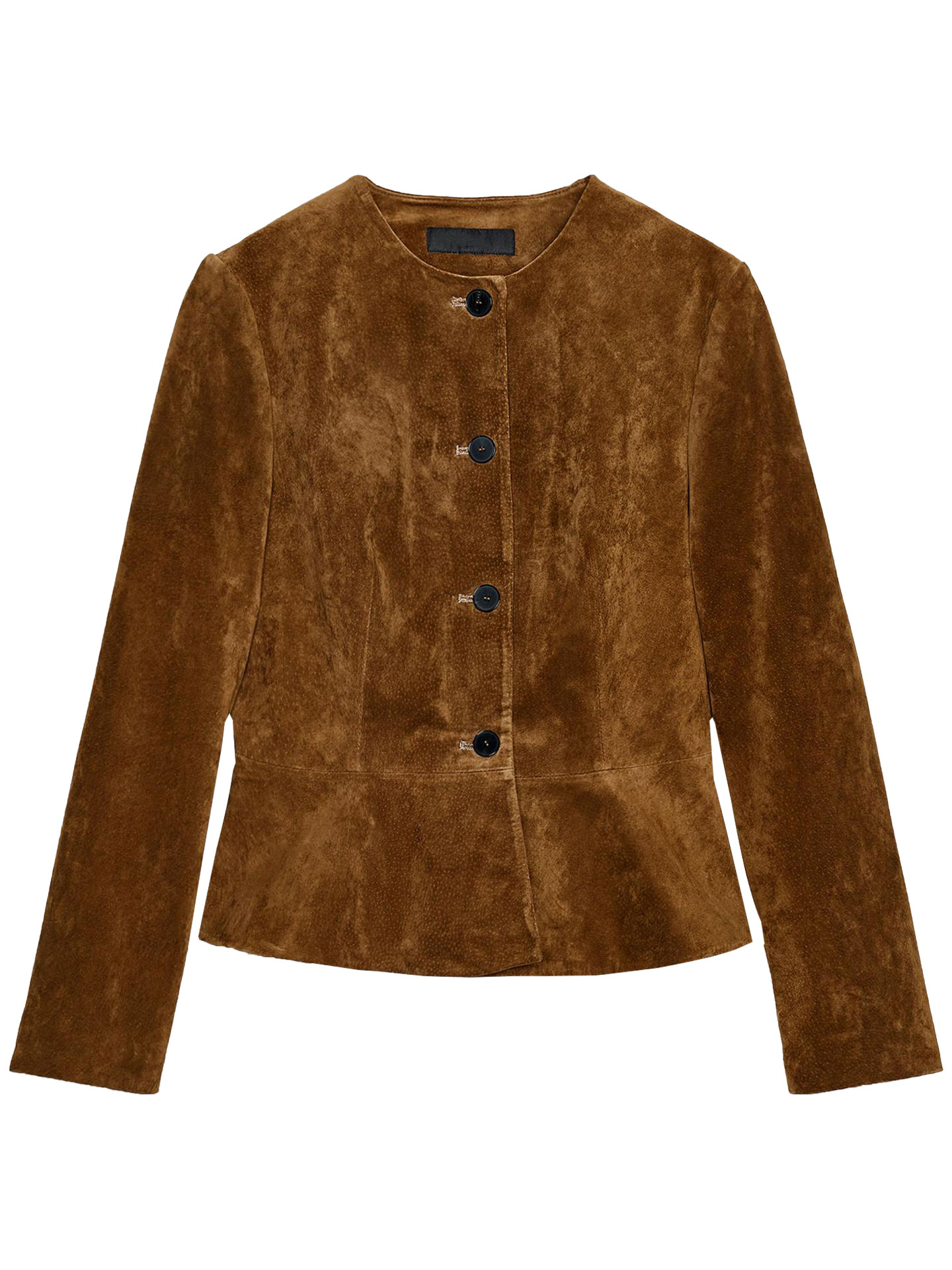 Jaqueta de Couro Fena ZAPRHA com Decote Redondo e Manga Longa, Estilo Casual, Nova Chegada de Outono, Versátil