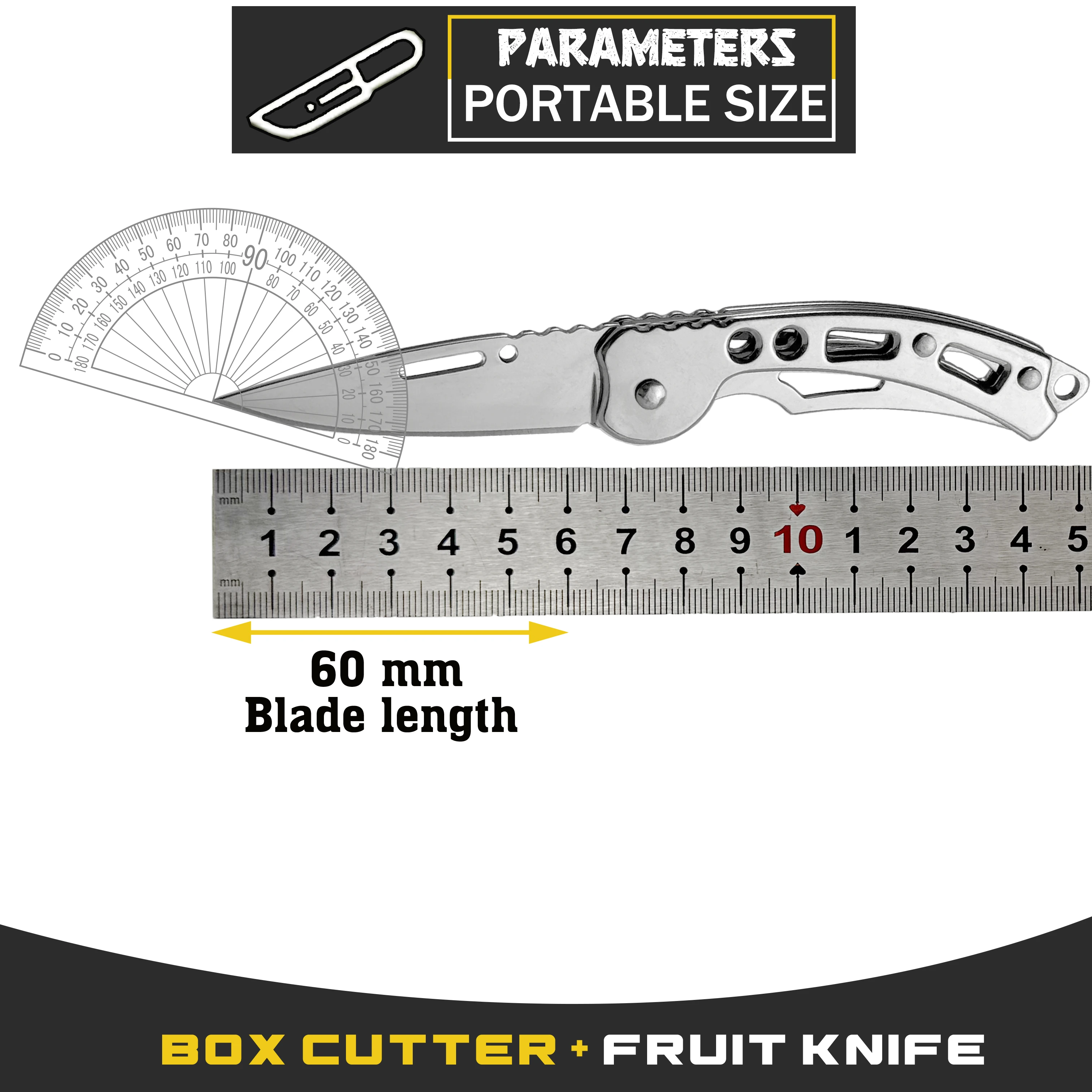 Coltello da frutta pieghevole, portachiavi in acciaio inossidabile, coltello multiuso portatile per frutta e verdura da campeggio all'aperto