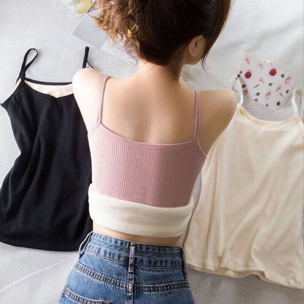 Addensare top termici Sexy senza maniche in tinta unita serbatoi da donna Slim canottiera calda autunno inverno