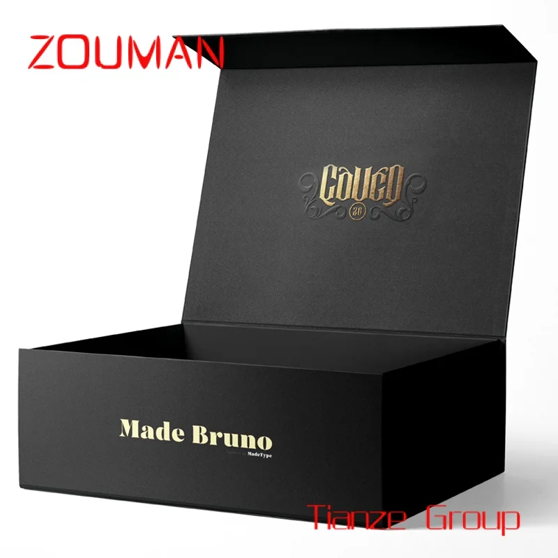 Custom , Custom Logo Luxury Matte Black Gift Box Magnetic product Closure Cardboard Paper Box Folding box with lid