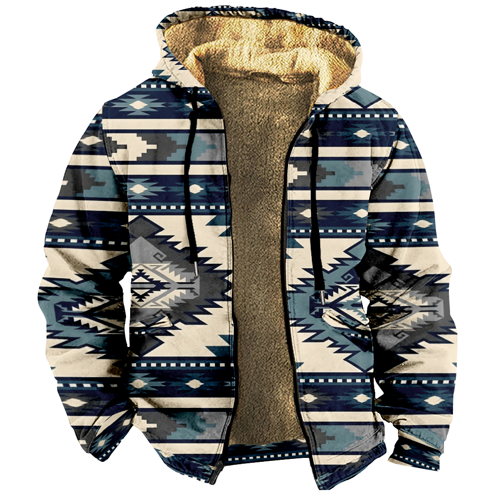 Sudaderas con capucha de manga larga con cremallera para hombre, chaqueta de tribo azteca Retro informal de invierno para hombre/mujer, ropa, sudadera, prendas de vestir exteriores