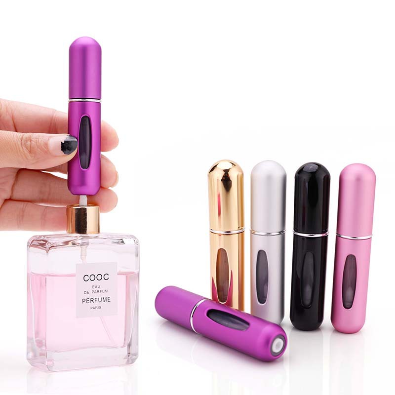 5 ml wielokolorowa aluminiowa mini butelka perfum z pompką rozpylającą przenośna pusta butelka z atomizerem do wielokrotnego napełniania niezbędna w podróży