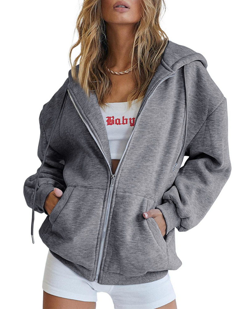 Outono inverno zíper cardigan moletom com capuz feminino estilo esportivo emenda bolso duplo hoodie feminino casual engrossado quente topos