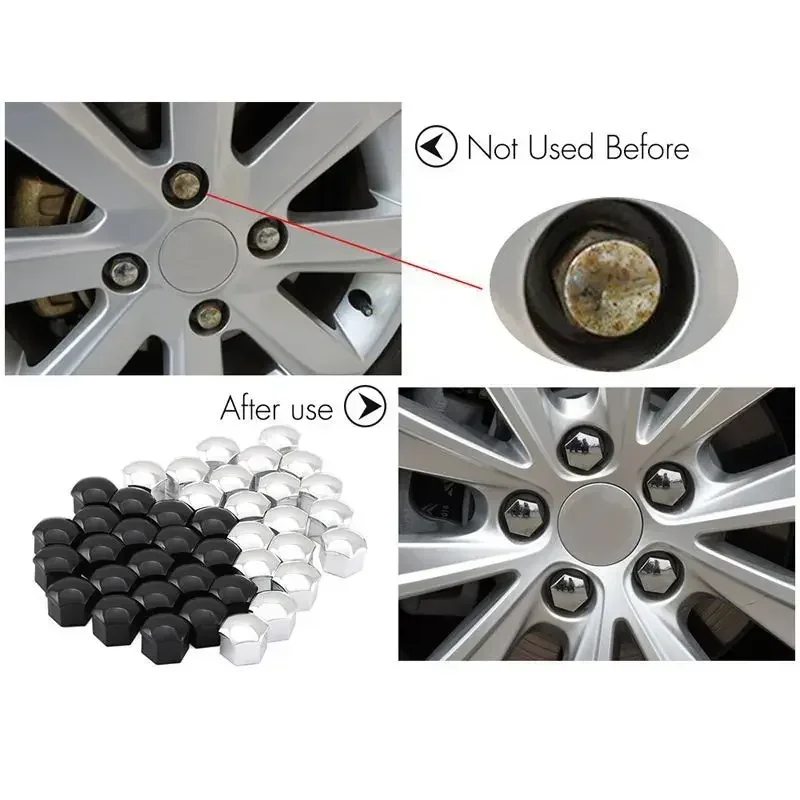 Tapas de tuercas de rueda de coche, 20 piezas, 21/19/17mm, cubiertas de protección, tapas antioxidantes, cubierta de tornillo de cubo automático, perno de tuerca de neumático de coche Exterior