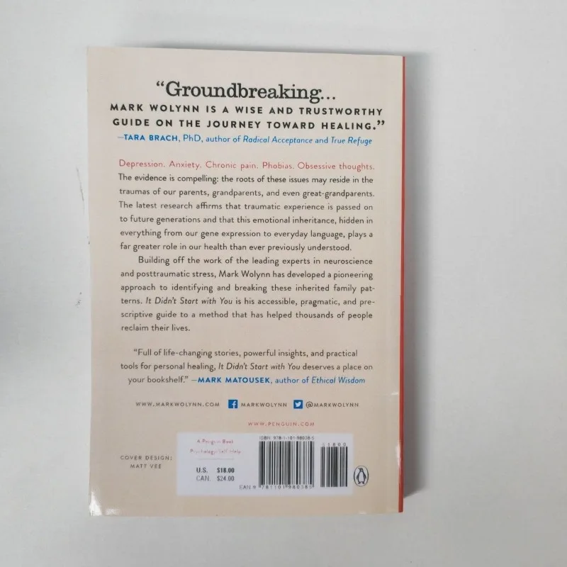 „It Did't Start with You“ von Mark Wolynn „How Inherited Family Trauma Shapes Who Are and How To End The Cycle“-Taschenbuch