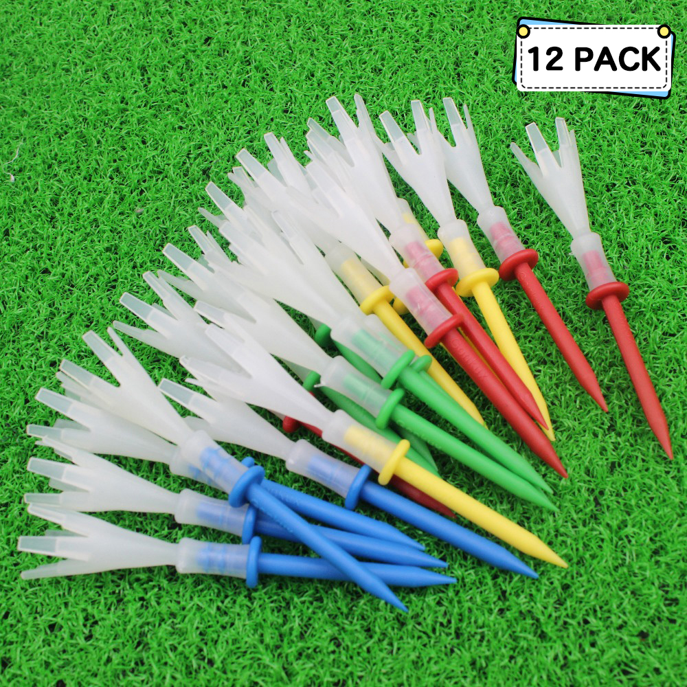 CRESTGOLF หลายสีพลาสติก Tees กอล์ฟ 3-1/4 นิ้ว Tees กอล์ฟ 3.25 ''Tee 4 หลาอุปกรณ์กอล์ฟ 12 ชิ้น/ล็อต