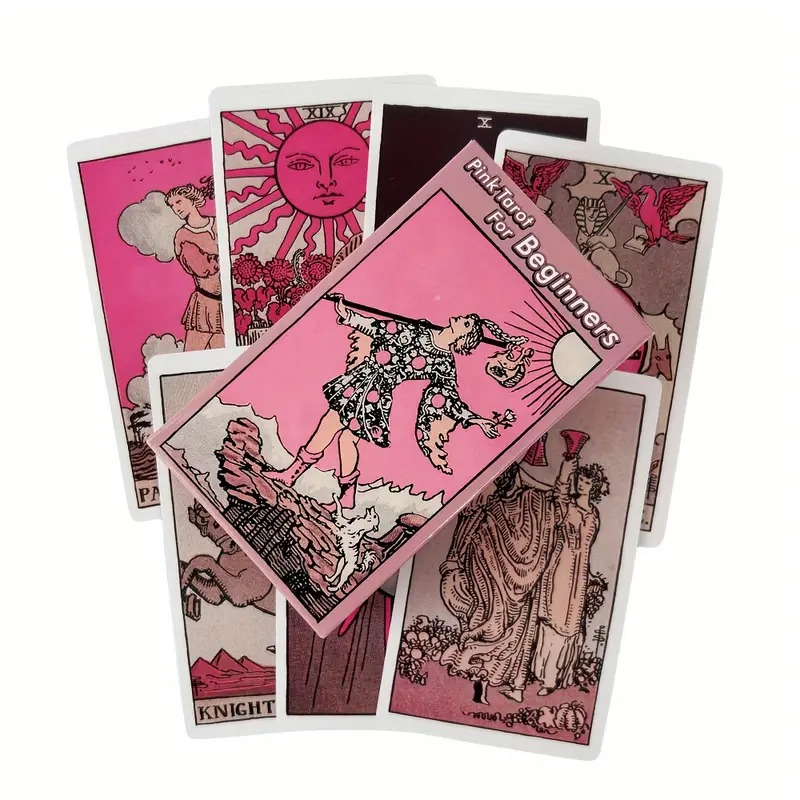 Jogo de tabuleiro de cartas de tarô rosa, jogo de tabuleiro para iniciantes, baralho de adivinhação, versões em inglês, edição oracle, jogo de mesa