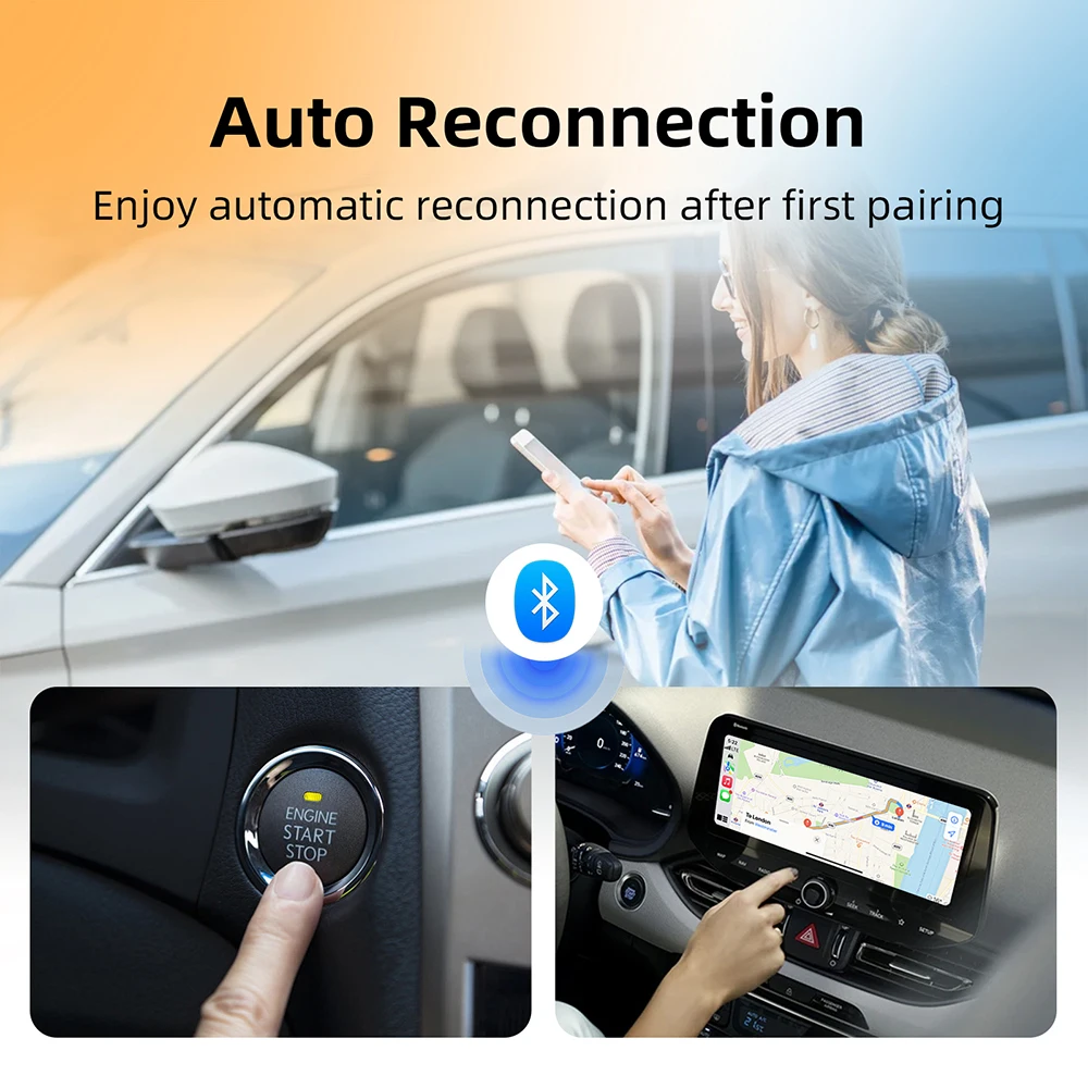 2 em 1 sem fio carplay dongle sem fio android adaptador automático ai caixa inteligente para carro com fio carplay carro sistemas inteligentes
