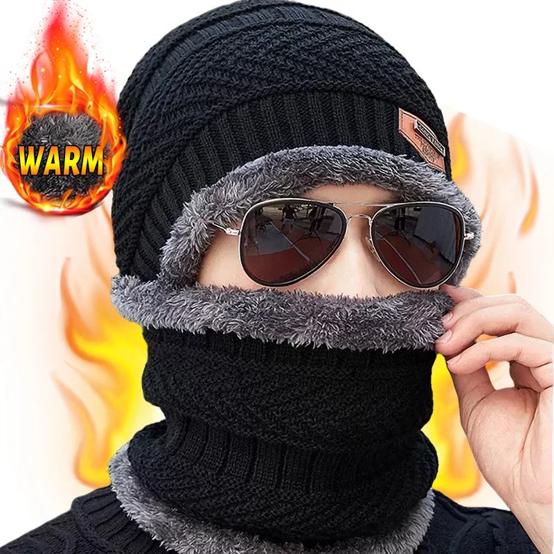 Outdoor Winter Fleece Sjaal Hoeden Dikker Pluche Warme Mutsen Wollen Gebreide Caps Mannen Vrouwen Fietsen Ski Koude Bescherming Hals Masker Hoed