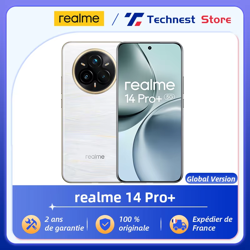 Realme 14 Pro + 5G Smartphone 50MP + 50MP Cámara 120Hz 6,83 ''pantalla cuádruple Snapdragon 7s Gen 3 processeur 5260mAh batería