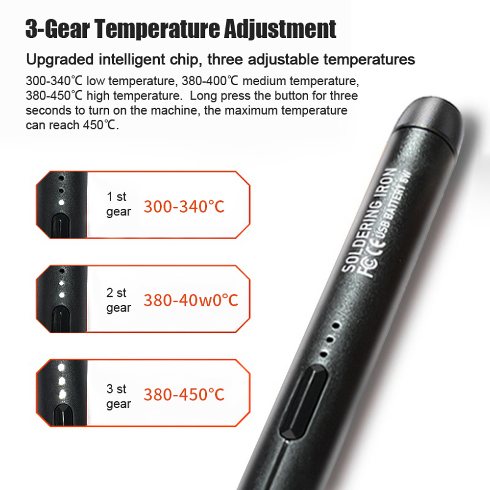 Multifunctional USB Digital Electric Soldering Iron Set Kit Intelligent 300-450℃ Temperature Adjustable Solder Welding Iron Tool