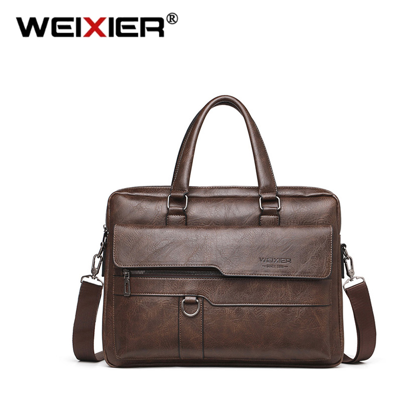 Weixier Mannen Nieuwe Business Tote Modieus Reismerk Pu Lederen Tas Retro Aktetas Man Mobiele Telefoon Computer Crossbody Tassen