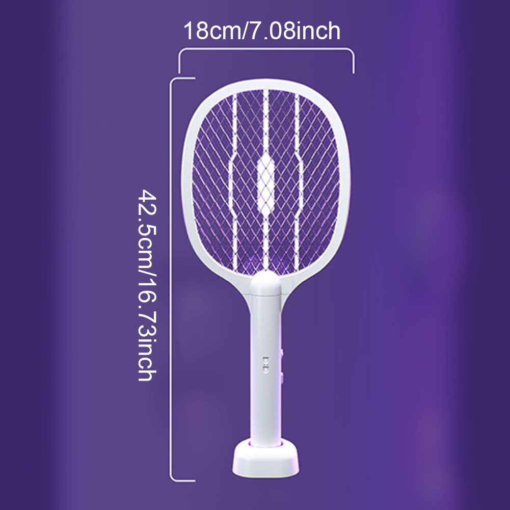 Handheld Electric Fly Swatter 3000V Bug Zapper Racket 2 in 1 Fly Swatter with USB Rechargeable Mosquito Killer Lamp Pest Control