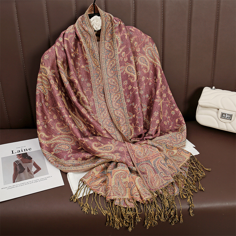 Feminino estilo nacional flor padrão cachecol jacquard pashmina cashmere borla clássico xale coldproof quente pescoço proteção