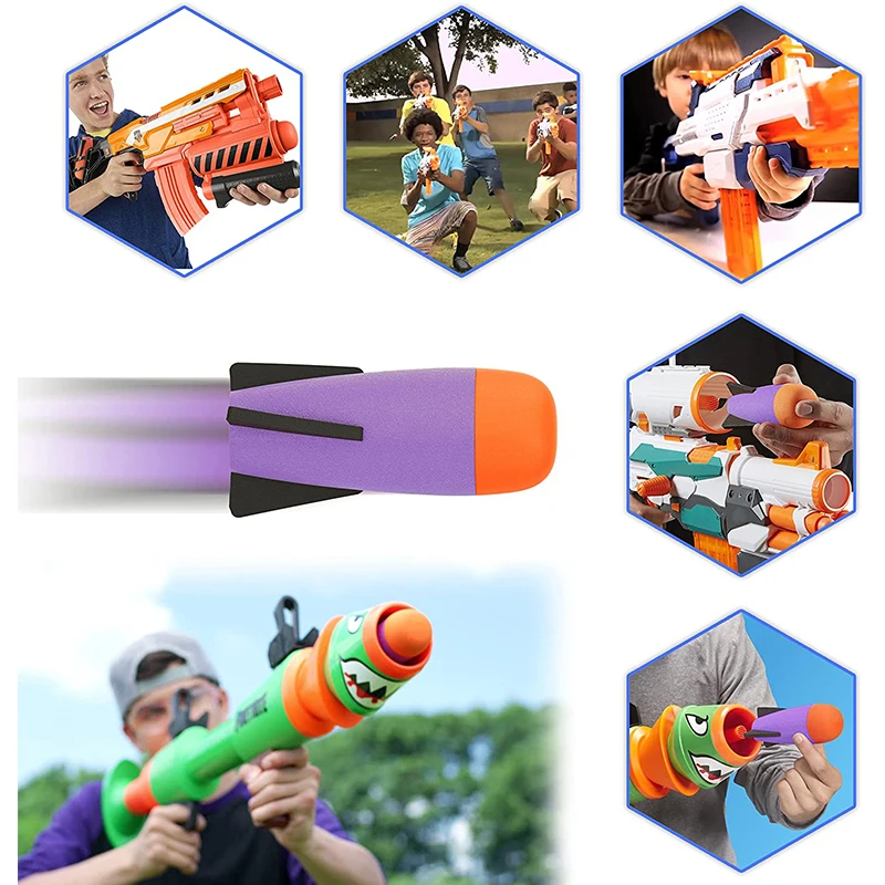 Pacote de recarga de mísseis de espuma, acessórios de brinquedo compatíveis com nerf rocket n-strike elite series missile blaster lançador de mísseis