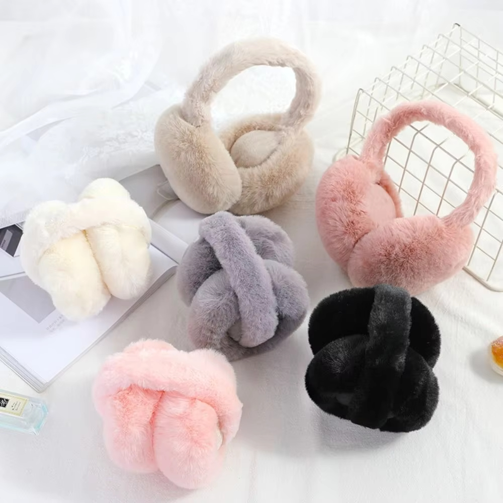1pc cor sólida macio pelúcia orelha mais quente inverno quente earmuffs moda capa de orelha ao ar livre proteção contra frio orelha-muffs dobrável earflap
