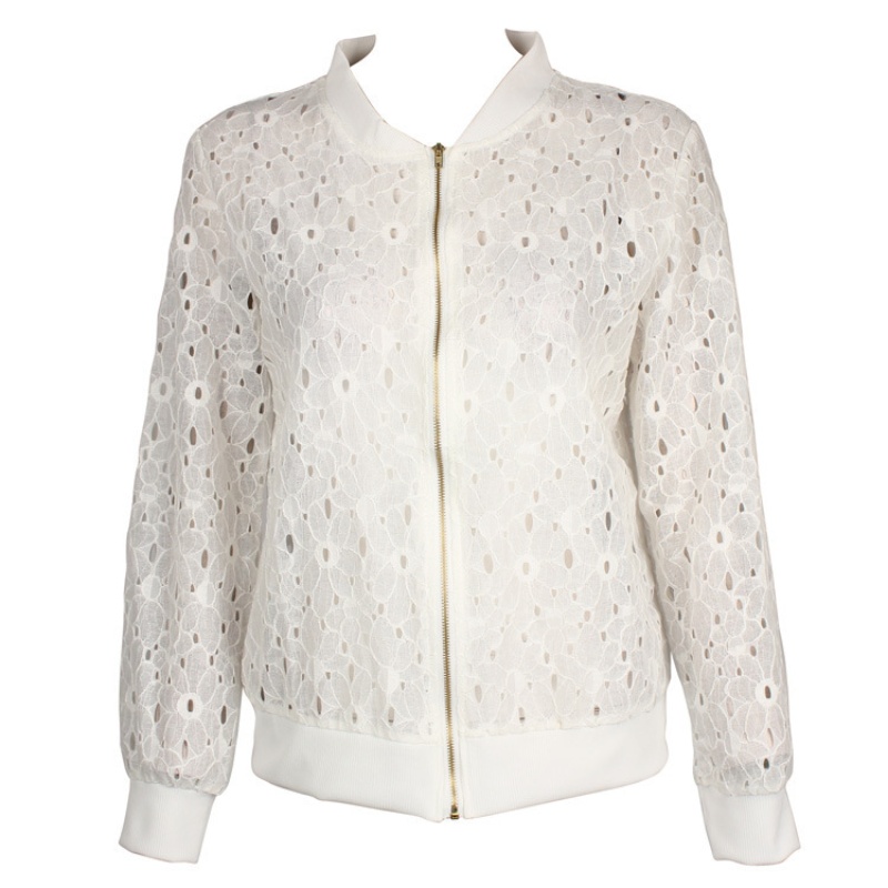 Frauen Frühling/Herbst Baumwolle Spitze Aushöhlen Sport Jacke Langarm Dünne Sonnencreme Oberbekleidung Kurzen Stil Atmungsaktive Bomber Mäntel