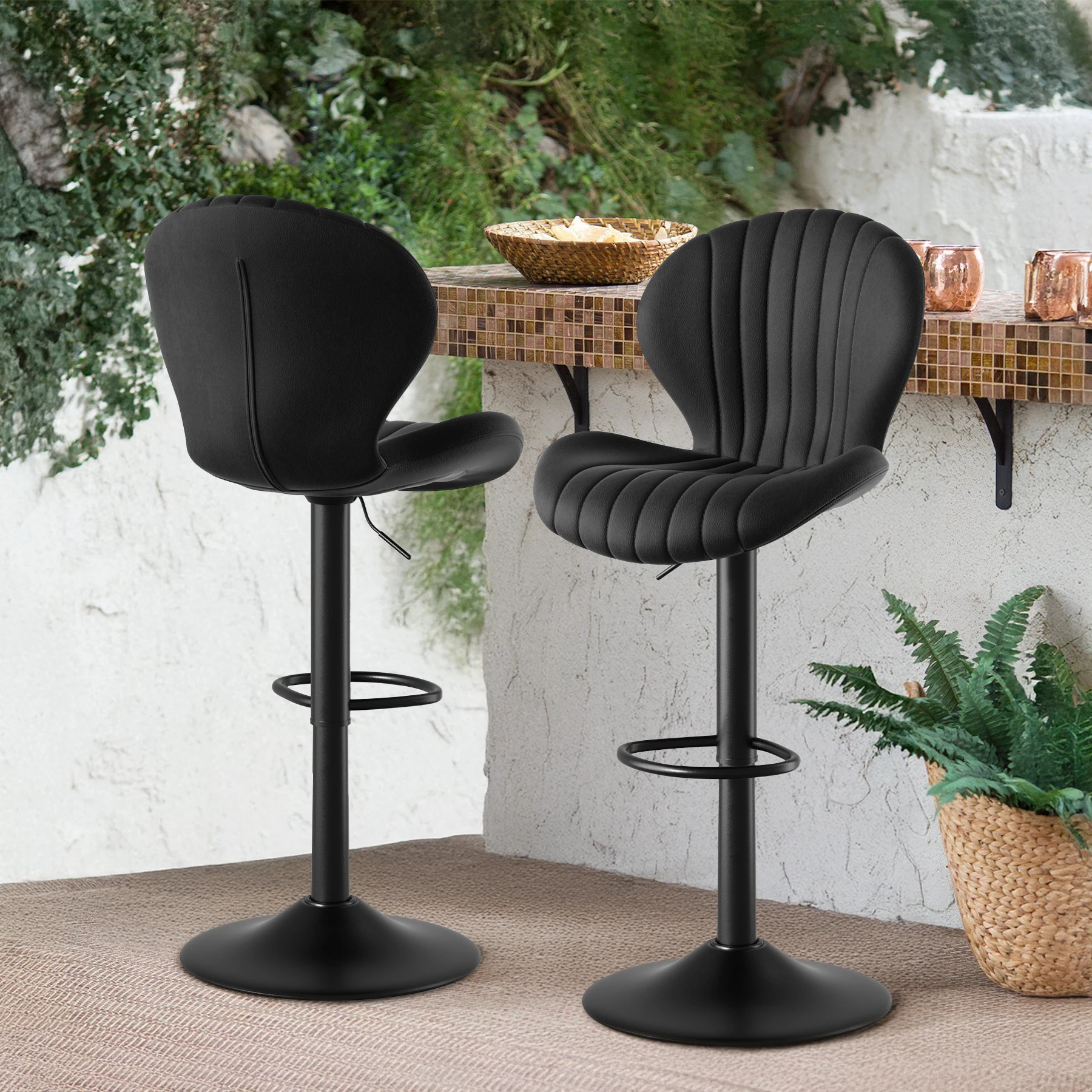 2 unids/set silla de bar giratoria moderna, 360 °   Taburete de bar de altura de mostrador ajustable, con respaldo sin pasamanos, adecuado para bar,